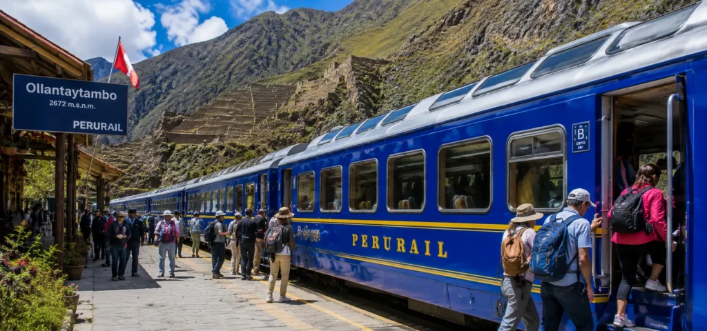 estación Ollantaytambo — punto de partida del train Machu Picchu en el Valle Sagrado