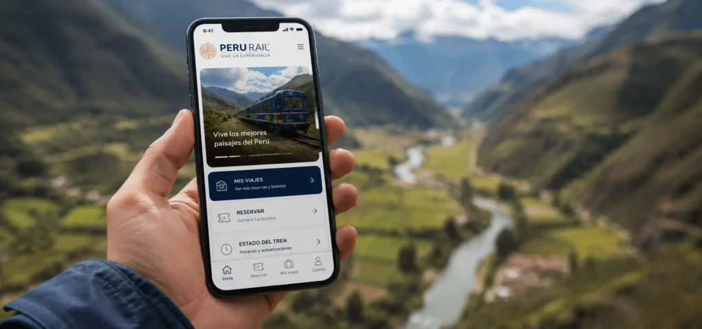cómo reservar el train machu picchu online desde el móvil — app Peru Rail en el Valle Sagrado